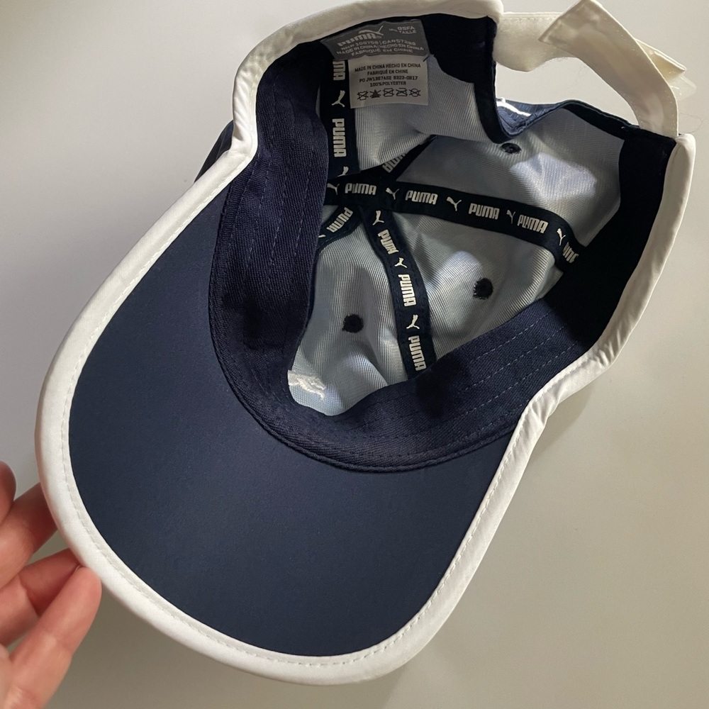 Puma baseball cap hat running one size fits all women’s navy blue & white LN - Picture 5 of 5